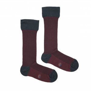 CALCETIN ESPIGA BURDEOS-MARINO