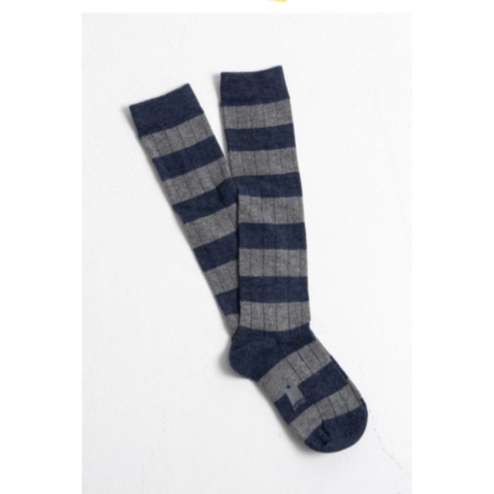 Calcetín rayas azul gris